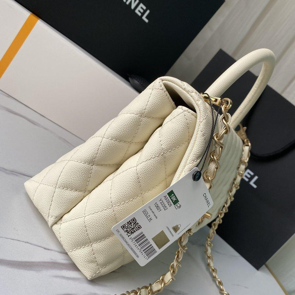 Chanel Trendy CC Flap Bag White Quilted with Top Handle
