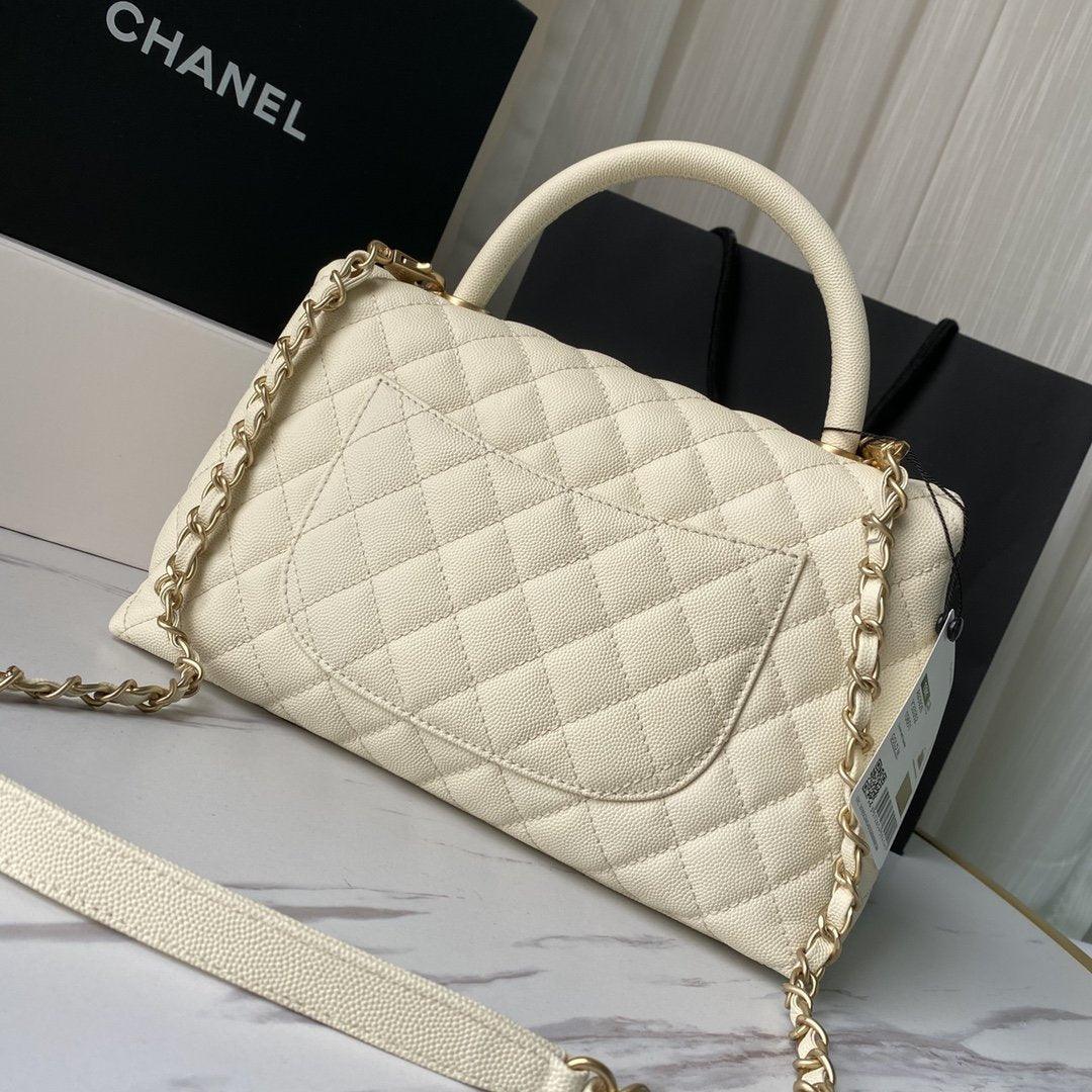 Chanel Trendy CC Flap Bag White Quilted with Top Handle