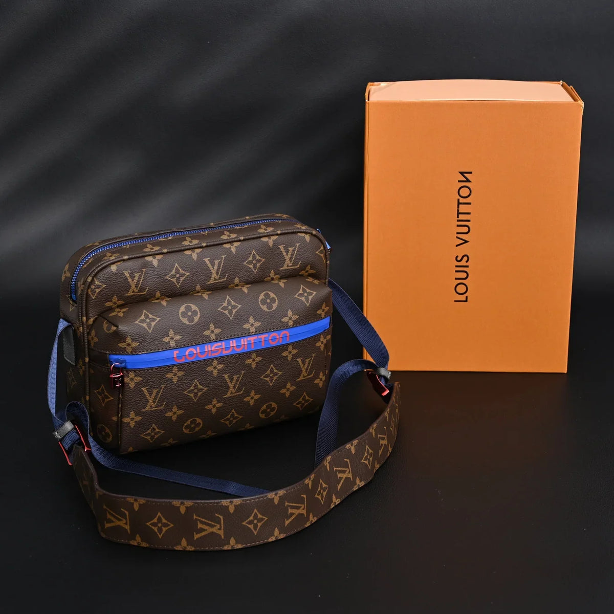 Louis Vuitton Trio Messenger Bag Monogram Canvas Blue Strap Crossbody Pouch