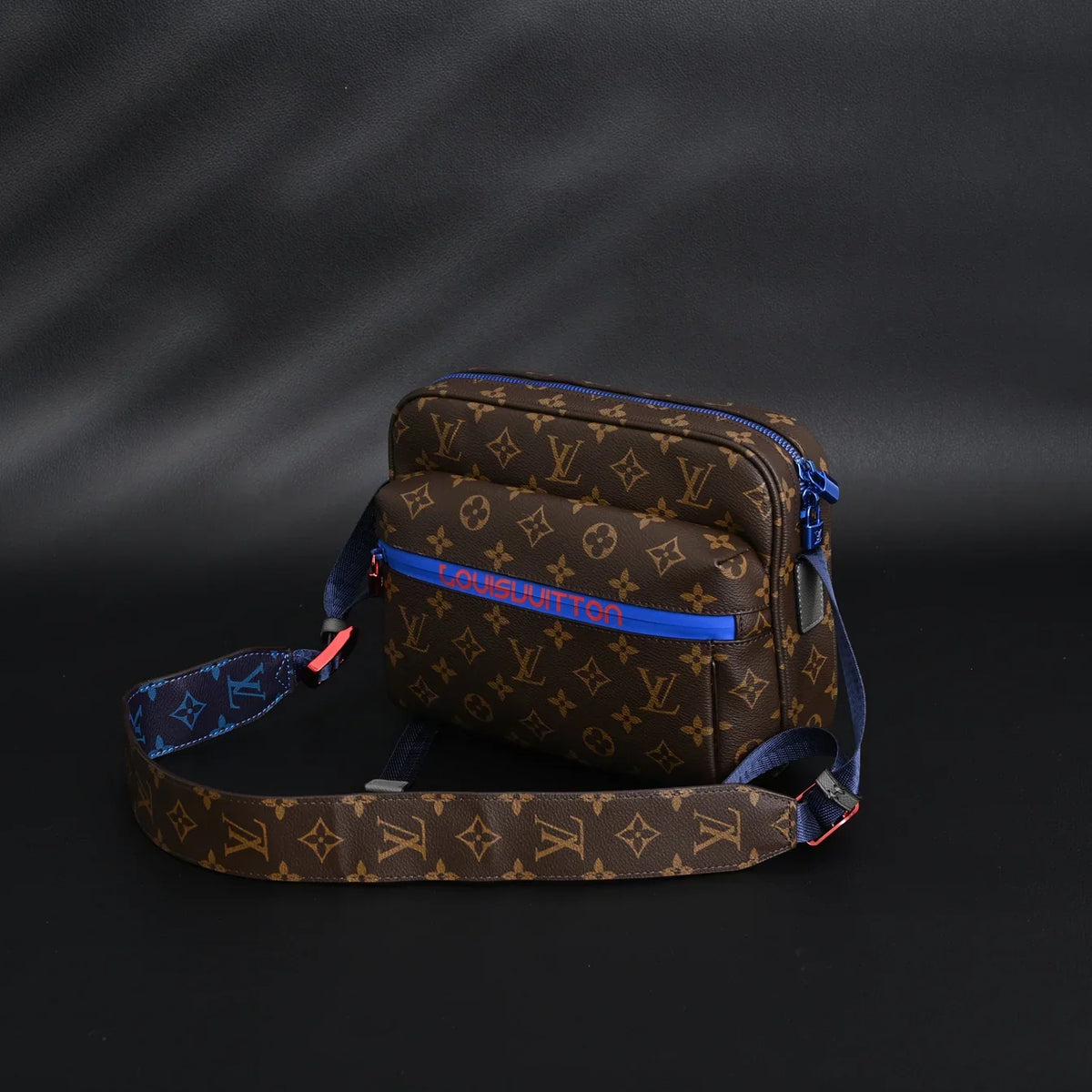 Louis Vuitton Trio Messenger Bag Monogram Canvas Blue Strap Crossbody Pouch