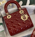 Dior Lady Dior My ABCDior Bag Cherry Red Patent Cannage Quilted Shoulder Bag
