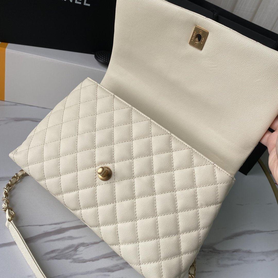 Chanel Trendy CC Flap Bag White Quilted with Top Handle