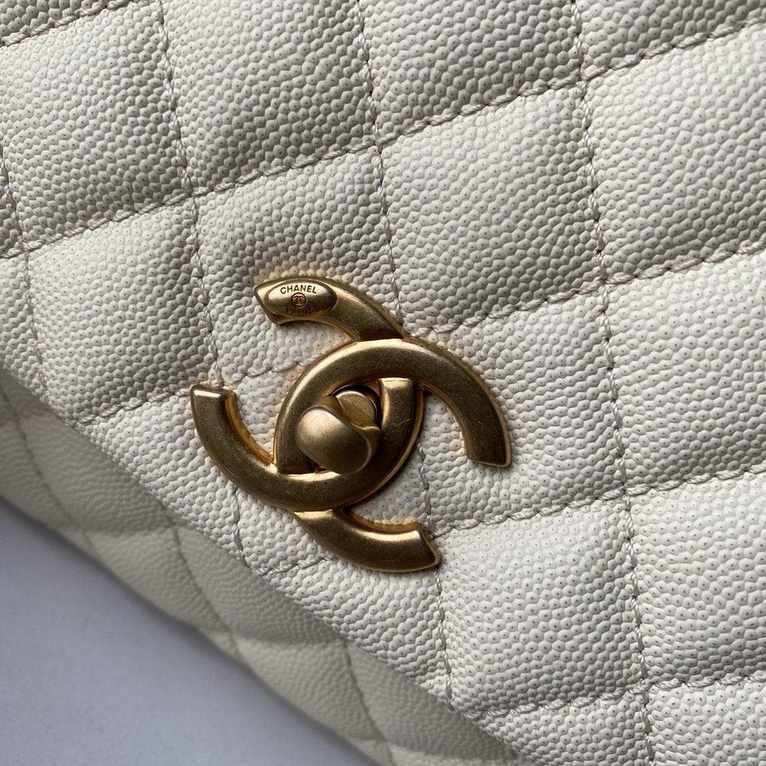 Chanel Trendy CC Flap Bag White Quilted with Top Handle